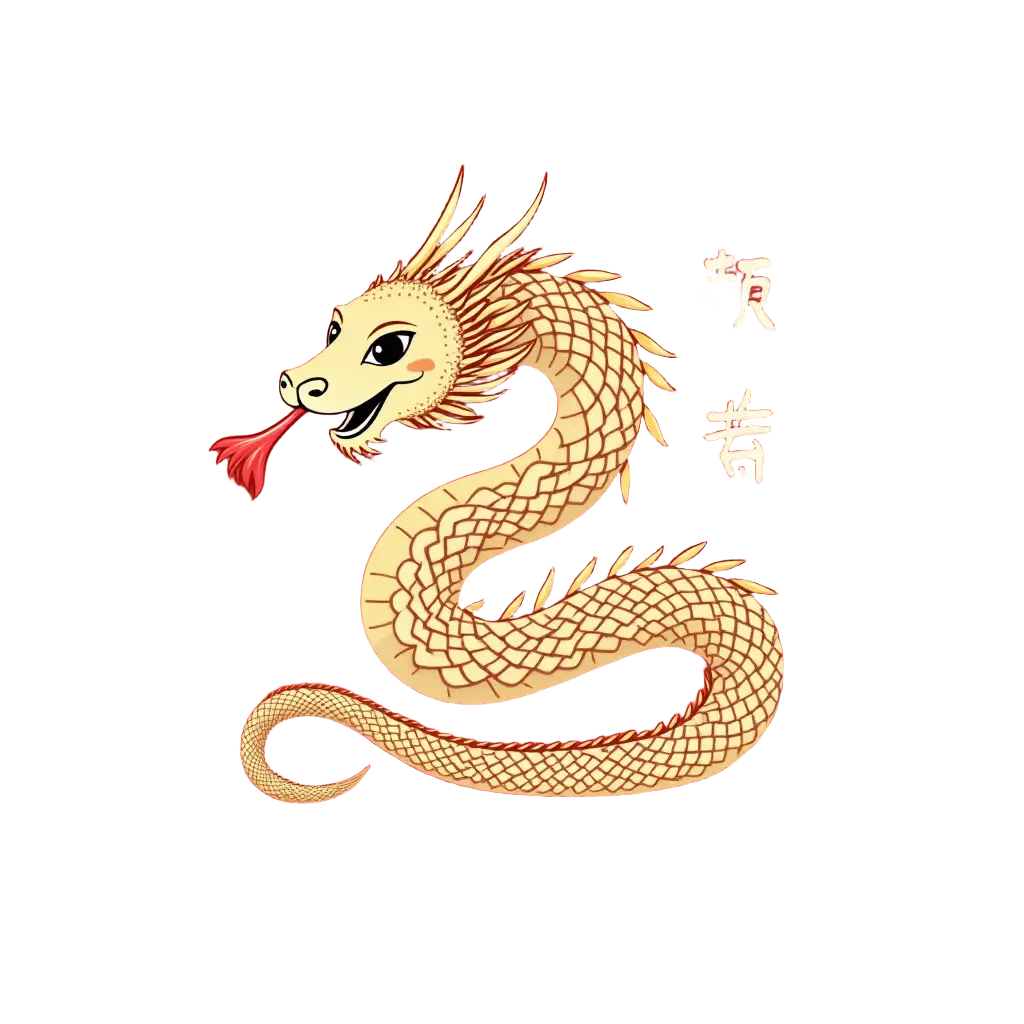 Golden Dragon with Red Tassel